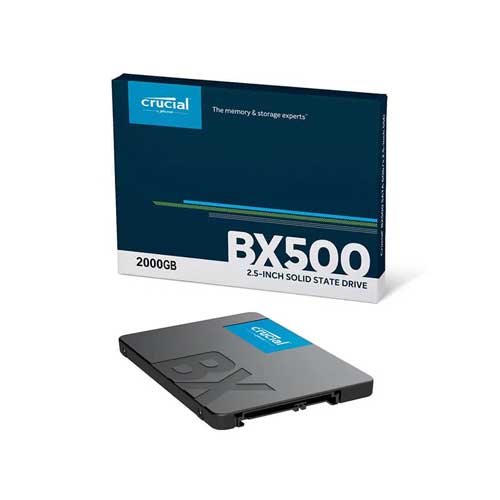 Buy Online 3D Crucial 2.5 III inch India CT2000BX500SSD1 SSD 2TB BX500 In SATA